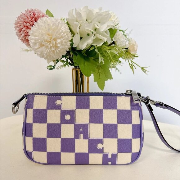 Coach CR394 Nolita 19 With Checkerboard Print IN Light Violet Chalk - Picture 3 of 7